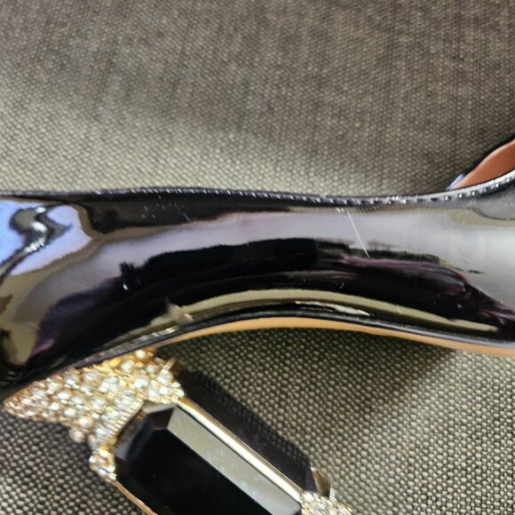 FSJ Black Bridal Pointed Toe Chunky High Heel Wedding Shoes - Picture 11 of 11